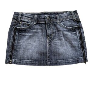 Citizens of Humanity Mini Skirt Y2K Size 27 Black Denim Made In USA Side Zippers